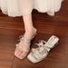 Summer Fairy Style Bow Rhinestone Clear Chunky Heel Sandals Women's Outdoor Wear One-strap High Heel Sandals_vogvips.com