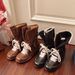 Women's Shoes Hidden Wedge Heels, Autumn/winter Retro Mid Calf German Training Fashion Short Boots, Lace Up Hidden Wedge Heel Martin Boots_vogvips.com