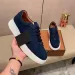 Mens Navy Blue Suede Platform Sneakers Lace Up For Smart Casual Daily Office Wear_vogvips.com
