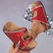 Plus Size Women's Cork Slippers Summer Style Thick Sole Belt Buckle Pearl Rhinestone Sandals_vogvips.com