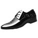 Men's Pointed Shiny Soft Leather Korean Version Business Dress Plus Size Work Commuting Men's Wedding Shoes_vogvips.com