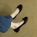 2025 Spring New Butterfly Knot Lacquer Leather Bean Shoes For Women, Flat Bottom, Summer And Autumn, Square Head Single_vogvips.com