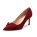 White Wedding Shoes Style Burgundy Xiuhe Bow High Heels Shoes For Women_vogvips.com