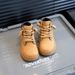 Top Layer Cowhide Children's Martin 2025 Autumn Winter New Fleece-Lined Short Girls' Cotton Boys' Yellow Boots_vogvips.com
