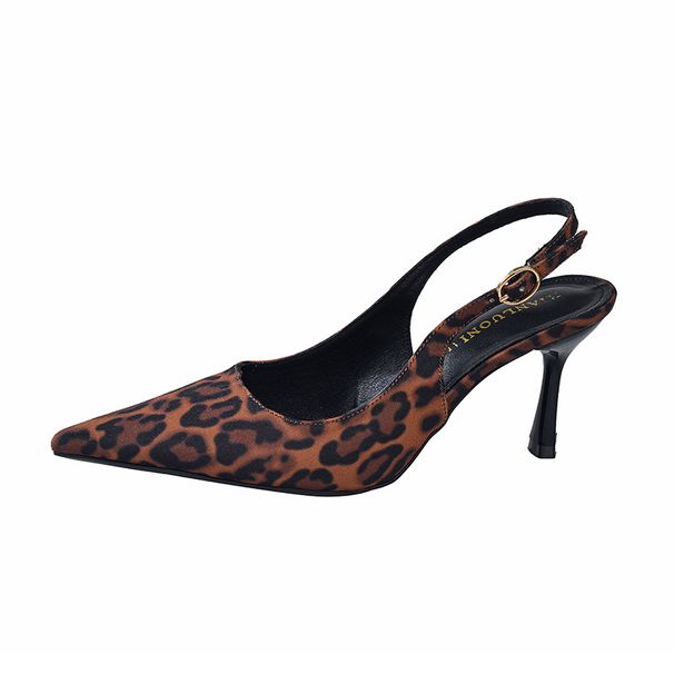 Leopard Print Heels Sandals Stiletto Pointed Toe Fashion High Heel Women S Shoes European And American Style_vogvips.com
