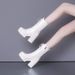 White Heel Short For Women Winter New Waterproof Platform Martin Korean Style Thick Sole Mid-Calf Boots Large Size_vogvips.com
