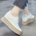 2025 Spring Genuine Leather Thick Sole Lace-up Casual Women's Shoes Dropshipping 1720 Platform Height Increasing_vogvips.com