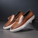 Men's Shoes Large Size Tassel Sneakers For Men Fashion Catwalk Slip On Leather Shoes For Men With Personalized Business Casual Sneakers_vogvips.com