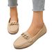 Plus Size Women's Metal Chain Slip-On Loafers Soft Soled Casual Shoes Autumn Export Style Single Shoes_vogvips.com