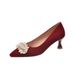 020499-1 Red Wedding For Women High Heels Stiletto Champagne Sequin Bridal Wide Fat Feet Large Size Women's Shoes_vogvips.com