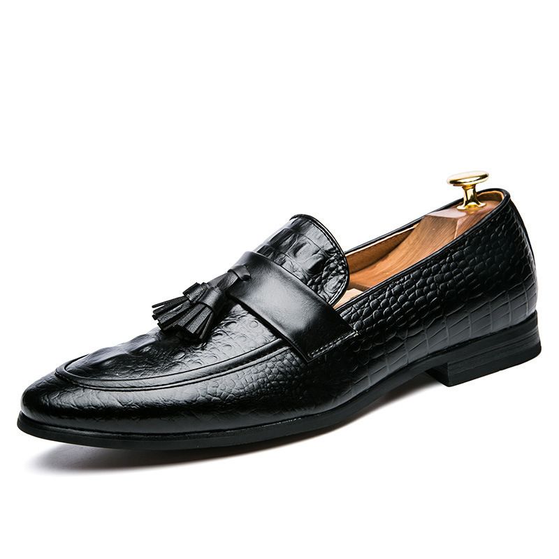 Suitable For All Seasons Autumn New Korean Style Pointed Tassel Men's British Crocodile Pattern Hairstylist Leather Mens Shoes_vogvips.com