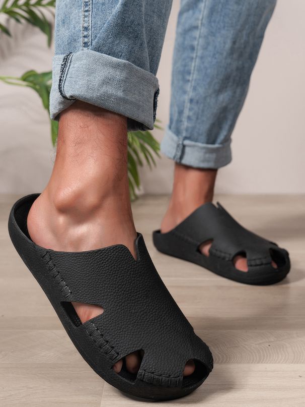 Men's Youth Mules New Spring And Summer Retro Slip-On Casual Loafers Waterproof Ultra-Soft Eva One-Piece Upper Half-Slip Flat Slippers_vogvips.com