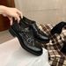 High Version Cowhide Handcrafted Embroidered Genuine Thick Sole Loafers For Women British Style Small Leather Chunky_vogvips.com