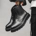 Retro Martin Boots Leather Zipper Model Locomotive Tooling Boots Thick Sole High Top Leather Shoes Black Short Boots_vogvips.com