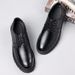 Men's Genuine Leather Lace-Up Dress Shoes Round Toe Thick Sole Low Cut Comfortable Business Casual Shoes_vogvips.com