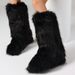 Furry Fluffy Women Snow Boots Warmplush Knee High Flats Luxury Fashion Punk Goth Cosplay Women Winter Shoes_vogvips.com