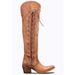 New High Tube Over-the-Knee Side Zipper Lace-Up Women's Boots With Chunky Heels And Pointed Toe In Plus Size_vogvips.com