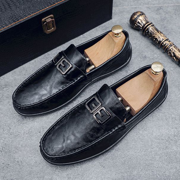 SHLIANG Fashion Men's Slip-On Soft-Soled Driving Shoes Comfortable Round-Toe Business Casual Leather Shoes Breathable Upper Slip-On Loafers X0019_vogvips.com