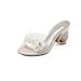 High Heeled Sandals For Women In Summer 2025, Fashionable Rhinestone Flowers, Transparent Thick Heels, Straight Out Flip_vogvips.com