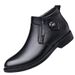European Warm Series Autumn Winter Top Layer Cowhide Leather Business Casual Slip-On Mid-Top Warm Black Short Boots Men's Shoes_vogvips.com