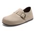 Asgard Suede Mul For Women Fashion All Inclusive Clogs Slippers With Adjustable Buckle Lady Soft Sole Leisure Flat_vogvips.com