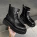 Couple Martin Boots Of The Same Style, Black Thick-soled Thick-heeled Fried Street Tooling Short Boots_vogvips.com