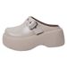 Internet Celebrity Instagram Black High Rise Thick Sole Wrapped Toe Half For Women's Summer Wear, 2024 New One Foot_vogvips.com