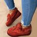 2025 Winter Cross-Border Trade Cotton European And American Style Bowknot Warm Flat Large Size Furry Women's Snow Shoes_vogvips.com