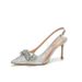 New Autumn High Heels Thin Heel Pointed Glitter Crystal Bow Summer Closed Toe Open Back Women's Sandals Wedding Shoes_vogvips.com
