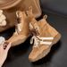 High-top German Training Shoes With Hidden Wedge For Women, Autumn And Winter Fleece-lined Retro Versatile Thick-soled_vogvips.com