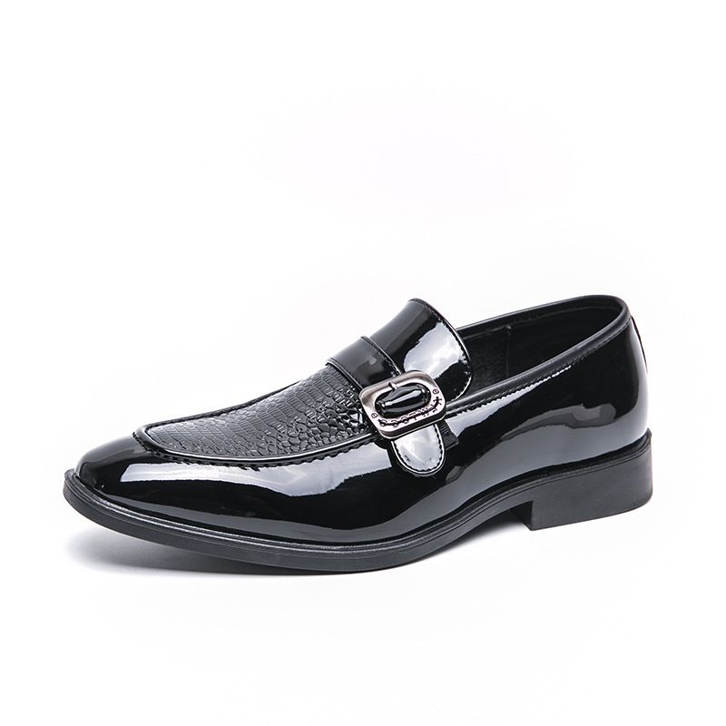 Men's Embossed Glossy Leather Dress Shoes - British Style Pointed Toe Formal Shoes For Wedding & Business (Black, Brown, Blue) - Sizes 38-46_vogvips.com
