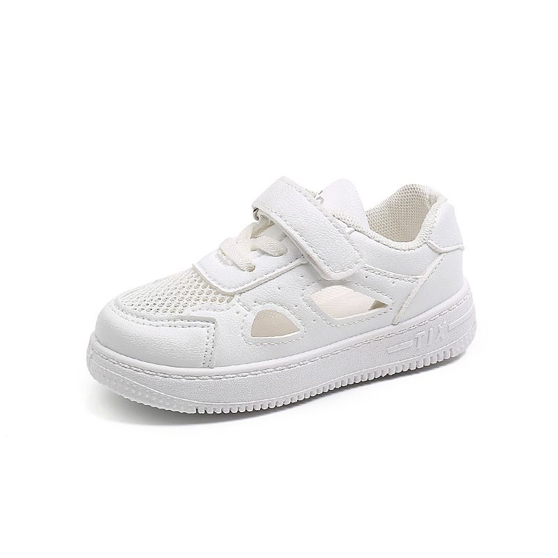 Kids Small White Shoes Super Light Boys' Preppy Sneakers Girls' Velcro School Shoes_vogvips.com
