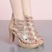 Foreign Trade Cross-border Rhinestone Breathable High-heeled Shoes With Zipper, Heel, European And American Roman Style,_vogvips.com