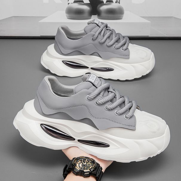 Invisible 8cm Trendy Thick Soled Dad Spring Niche Design Versatile Casual Board Men's Shoes_vogvips.com