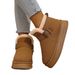 Winter New Belt Buckle Snow Thick-Soled Short Slip-On Warm Fleece-Lined Plus Size Cotton Boots For Women_vogvips.com