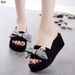 Bowknot One-Strap Women, Summer New Style, Skirt Matching, Versatile Thick-Soled Wedge Beach Sandals For Outdoor Wear_vogvips.com