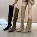 Women's Stretch Suede High Heel Over The Knee Boots - Pointed Toe Stiletto Booties For Fall Winter Spring French Style Stretch Boots, Ankle Boots_vogvips.com