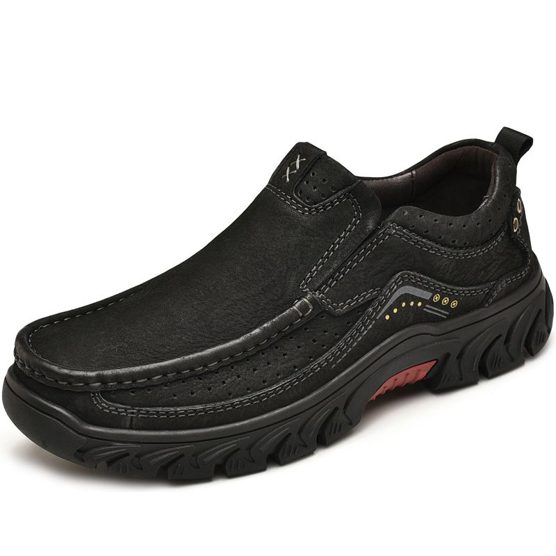 Casual Leather Shoes Men's Autumn Leather Platform Sole Anti-Slip One-Foot Pedal Top Layer Cowhide Men's Shoes Cargo Boo_vogvips.com