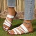 Foreign Trade Flat Slippers For Women 2025 Summer New European And American Style Large Size One-Strap Fashionable Comfortable Flat Heel Women's_vogvips.com