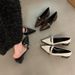 Thick-heeled Black Pointed-toe Hih-heeled Women's Shoes 2024 New Korean-style French Retro Leather Loafers For_vogvips.com