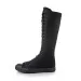 Womens Black Canvas Shock Absorbing Knee High Boots With Side Zipper And Laces_vogvips.com