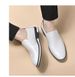 New Summer Hollow Casual Men's Korean Style Trendy Breathable British White Slip-On Leather Shoes_vogvips.com