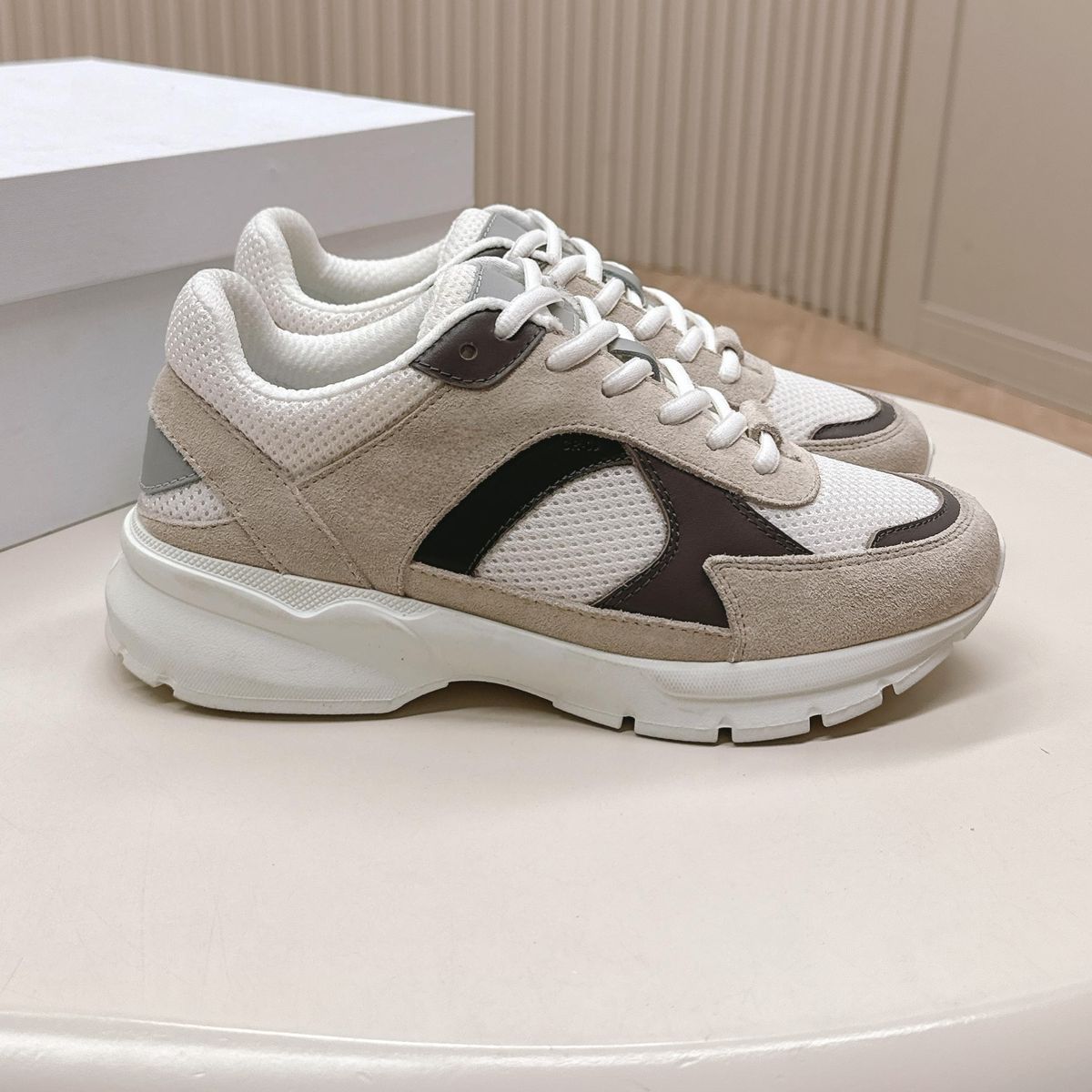 2025 New Arrival Casual Tennis Shoes For Woman Mesh Round-Toe Thick Sole Lace-Up Sneakers Shoes Mix Colors Sewing Walk S_vogvips.com