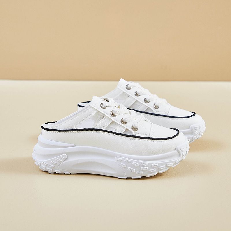 Half-white Shoes Women's Mesh Breathable Student Board Shoes Casual Shoes Heightening Shoes_vogvips.com