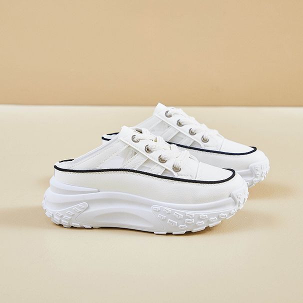 Half-white Shoes Women's Mesh Breathable Student Board Shoes Casual Shoes Heightening Shoes_vogvips.com