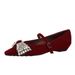 3686-H103 European And American Style Elegant Low-heeled With Rhinestone Bow, Pointed Toe, One-strap Buckle, Wedge Heel_vogvips.com