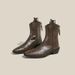 Internet Celebrity Style Asian Hot Girl~ Pointed Toe V-Cut Chunky Heel Wrinkled Western For Women Autumn Winter New_vogvips.com