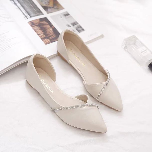 Pointed Single Shoes Women's Flat Bottom Shallow Mouth Soft Sole Work Shoes Ladyshoes Temperament Women's Doudou Shoes_vogvips.com