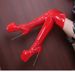 New European And American Cross-Border Black Metal Thin Heel 30cm Over-the-Knee Long Elastic Large Size 44-50 Women's_vogvips.com