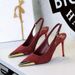 Metal Pointed High Heels, Thin Heel, Super High Heel, Shallow Mouth, Empty Rear Strap, Single Shoes For Women_vogvips.com